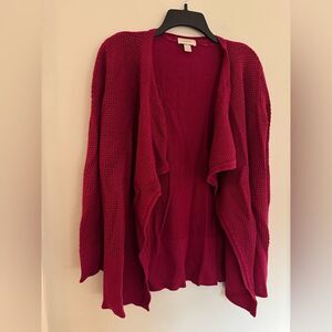 Loft Berry Colored Draped Open Front Cardigan - Size Large
